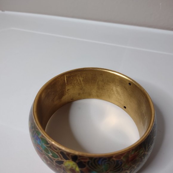Pretty Multicolor Floral Large Vintage Bangle - Picture 9 of 16